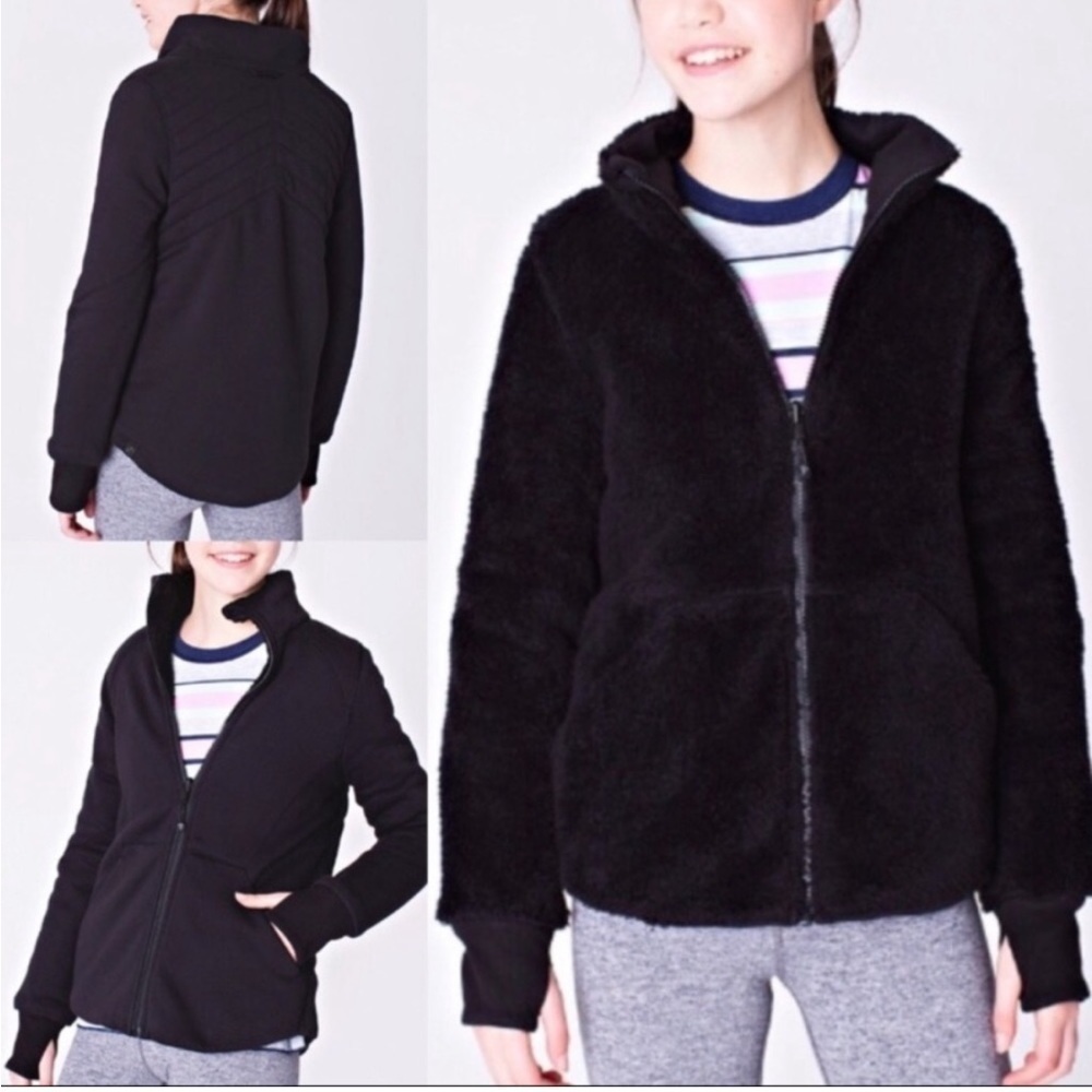 Ivivva Reversible Get Your Snug On Jacket Teddy Fuzzy zip up coat , size 14